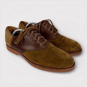 Polo Ralph Lauren Orval Suede Saddle Shoe Brown Mens 11D Oxford Preppy Academia